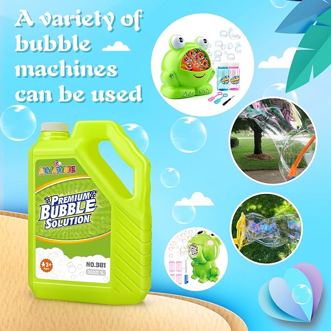 Bubble Solution Refills 32OZ | Giant Bubbles Refill Solution | Bubbles Bulk for Bubble Machine, Bubble Gun, Bubble Wands, Bubble Mower | Bubbles for Kids in Summer Celebrations Party Favor