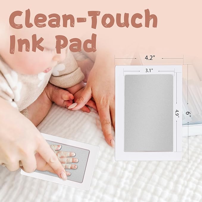 Inkless Baby Hand and Footprint Kit,Clean-Touch Ink Pad Kit,Safe No Mess Printing Infant Hand Foot Stamp,4 Pack Newborn Inkless Print Pads Best Keepsake or Gifts for Family