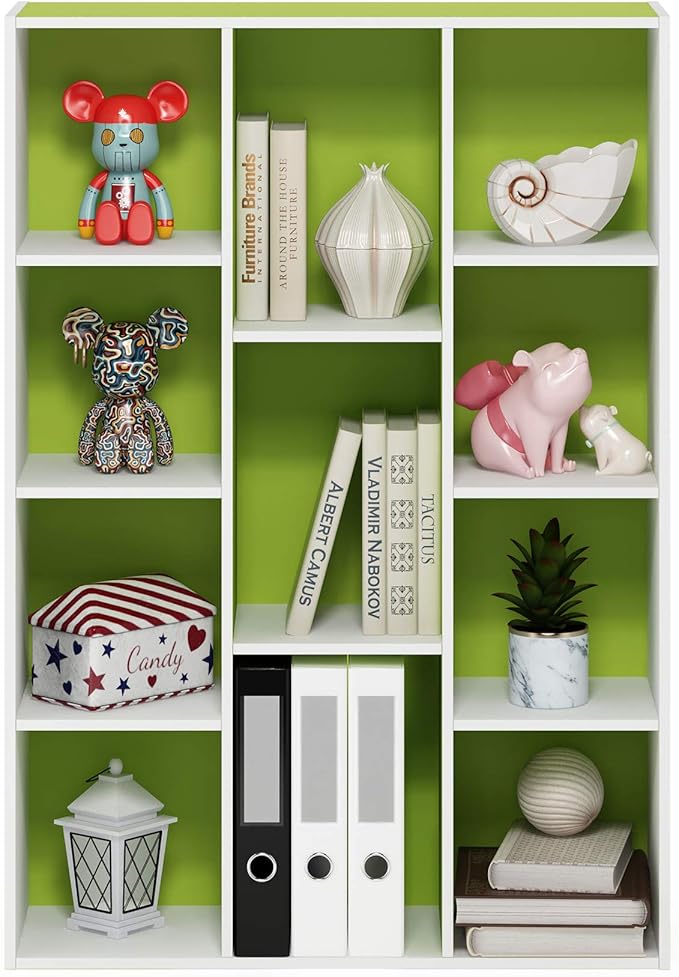 FURINNO 11107WH-GR 7 Reversible, 11-Cube, White Green