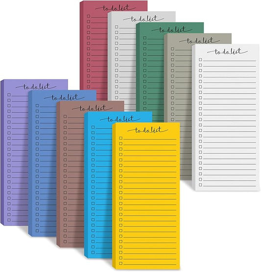 Censen 10 Pack 500 Sheets To Do List Notes Daily Checklist Notepads with 50 Sheets Each Undated Color Memo Pad Block Shopping List Pad Weekly Plan Notepad Organizer Planners(Assorted Color,Lined)