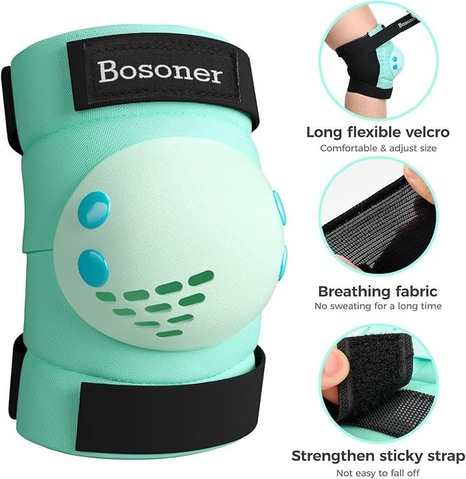 BOSONER Kids/Youth Knee Pad Elbow Pads for Roller Skates Cycling BMX Bike Skateboard Inline Rollerblading, Skating Skatings Scooter Riding Sports