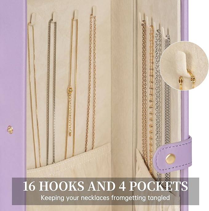 AKOZLIN Extra Large 6-Tier Jewelry Box Organizer Functional Huge, 5 Drawers Leather Jewelry Storage Case for Women Girls Ring Necklace Earring Bracelet Holder Organizer with Mirror Violet