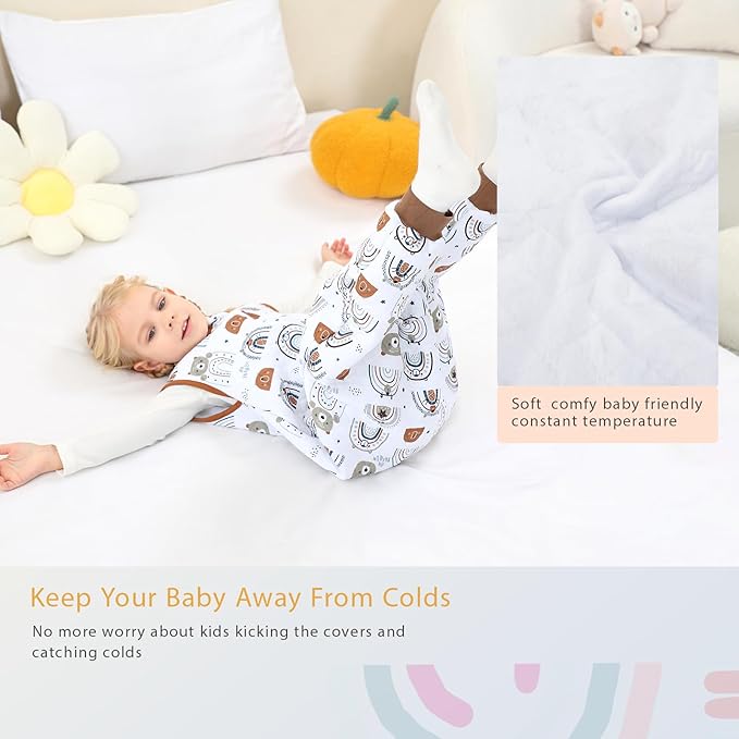 Baby Toddler Sleep Sack with Feet 2.5 TOG Winter, Wearable Blanket with Legs, Toddler Sleeping Sack Long Sleeve (Bear, 3T-5T)