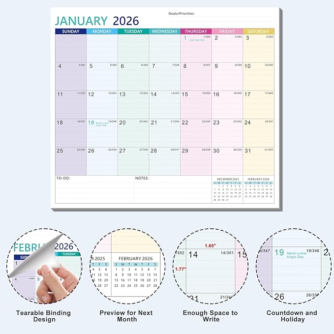 2025-2027 Magnetic Fridge Calendar 21 Monthly Magnetic Calendar for Refrigerator Planner Runs from October 2025 Until June 2027 Easy Organizing Markers Tearable (Multicolor)