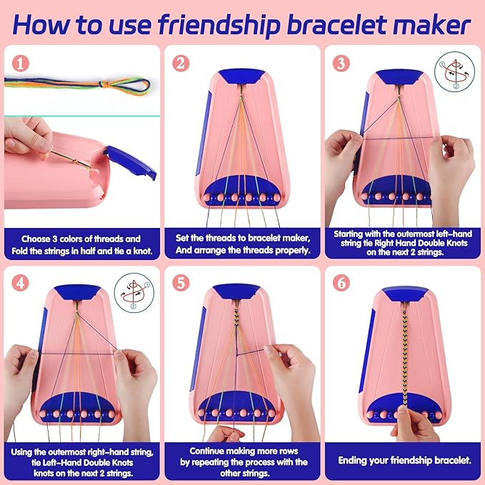 Arts and Crafts for Kids Ages 8-12,Friendship Bracelet Making Kit for Girl,Kids Jewelry Making Kit with 28 Pre-Cut Threads,Christmas Birthday Gifts for Ages 6 7 8 9 10 11 12 Year Old Dark Blue