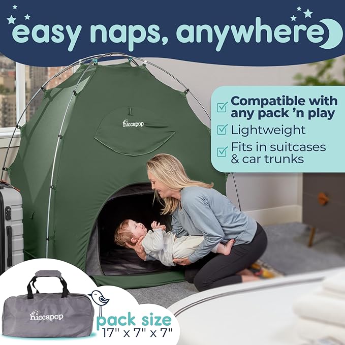 Hiccapop Daydreamer Blackout Tent for Pack and Play, Patented Portable Crib Tent, Blackout Canopy Crib Cover, Sleep Pod for Kids