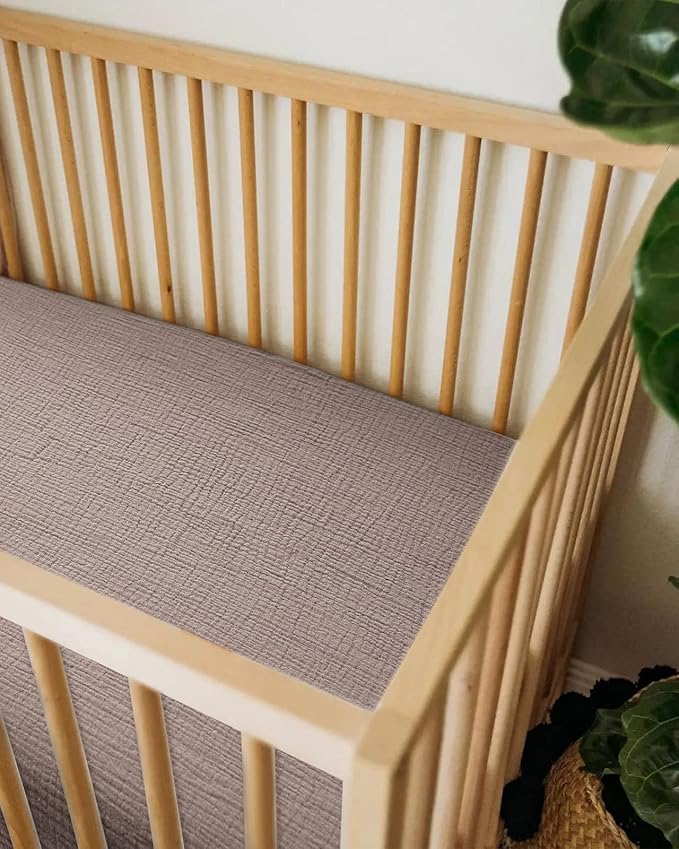 Bassinet Sheet for Baby Boy and Girl, Fitted Sheets for Rectangle, Oval, Hourglass Bassinet Mattress, Muslin Moses Basket Sheets with Neutral Style (Vintage Taupe)