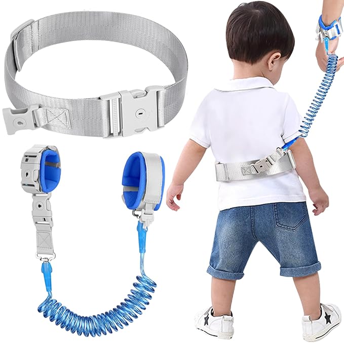 Accmor Toddler Leash with Reflective Baby Anti Lost Wrist Link, 2 in 1 Kids Walking Harnesses Belt Leashes with Key Lock for Boys Age 1-4, Keep Child Close Wristband Rope Tether for Outdoor Travel