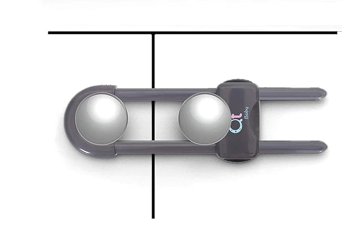 20 Pack - Baby Proofing Cabinet Locks Adjustable U Shaped Baby Safety Latches for Drawers, Fridge, Closet Modern Baby Proofing Cabinet Lock with Extra Secure Lock Buttons (Thunder Grey)