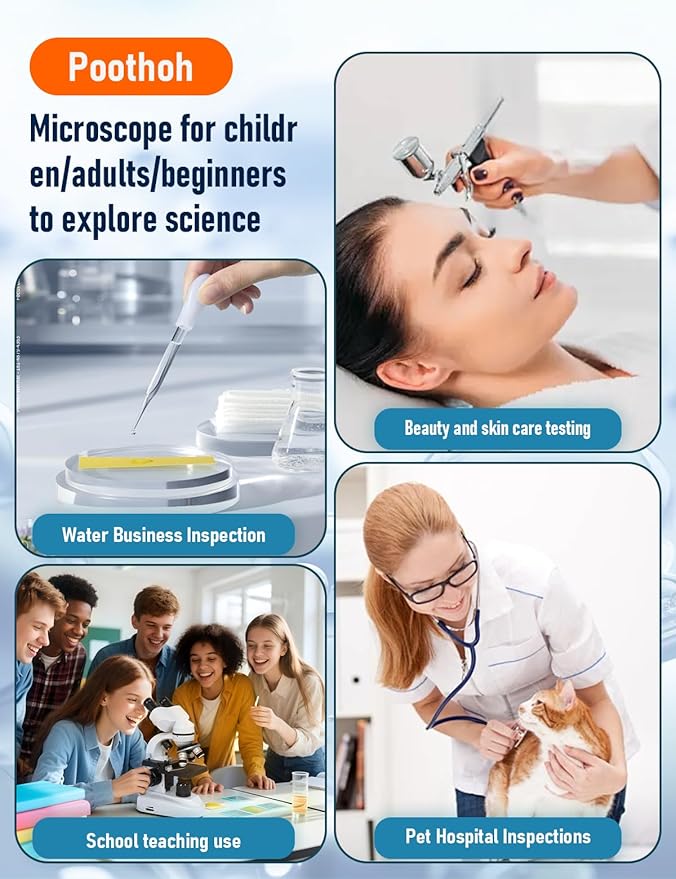 Binocular Compound Microscope 40X-2000X, Research Grade Professional Microscope with Dual Mechanical Stages and Coaxial Coarse/Fine Focus Knobs, Built-in Electronic Eyepieces, Adult Microscope