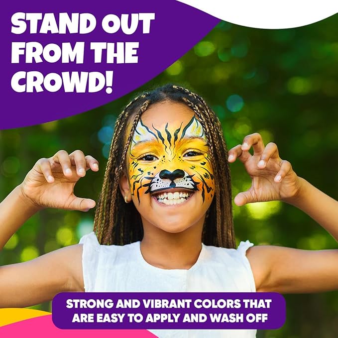 Blue Squid Face Paint Kit & Body Crayon Sticks Bundle - 18-color Face Painting Kit for Kids & 18 XL Crayons & Markers for Skin with 18x Stencils, Brushes, and Design Book, Ideal for Toddlers & Parties