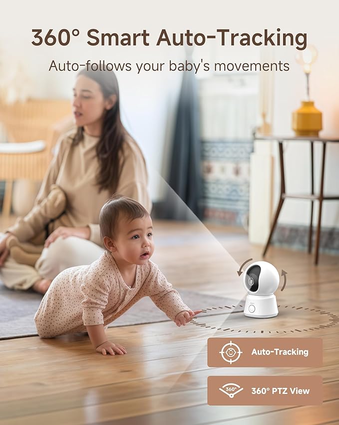 ARENTI WiFi Baby Monitor, 5-inch Wireless Display, 1080p PTZ Camera, Free Smartphone App, Encrypted Connection, Lullaby, Super Night Vision, Auto Tracking, Temp Sensor, Support Local Storage(B2 Kit)