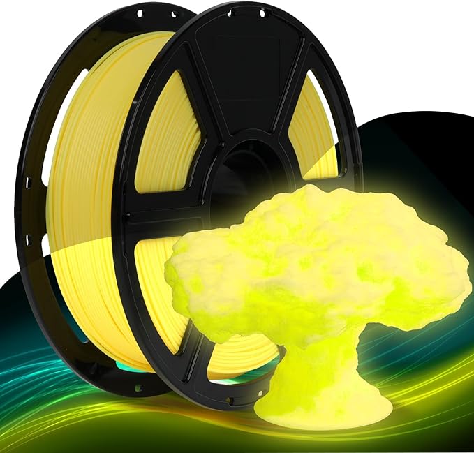 FLASHFORGE Rapid PLA Filament 1.75mm Luminous Yellow, 500mm/s High Speed Printing, Glow in The Dark 3D Printer Filament 1kg Spool, Dimensional Accuracy +/- 0.02mm, Brilliant, Long-Lasting Glow
