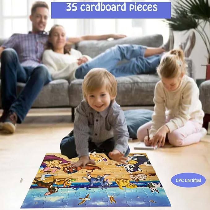 Jumbo Floor Puzzle for Kids, Large Jigsaw Puzzles 35 Piece for Kids Ages 3-5,Preschool Learning & Education Toys, Gifts for 4-8 Year Old Boys and Girls (Dog Animals)