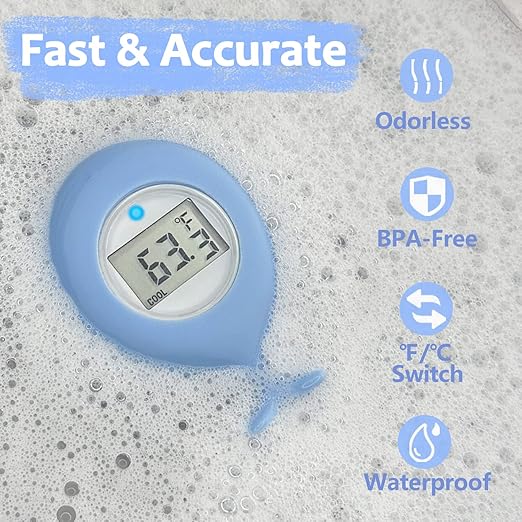 Baby Bath Tub Thermometer for Infant, Bathtub Water Temperature Room Thermometer, Safety Floating Bathing Toy, Newborn Essentials, Gifts for Moms Infant - New Upgraded Waterproof