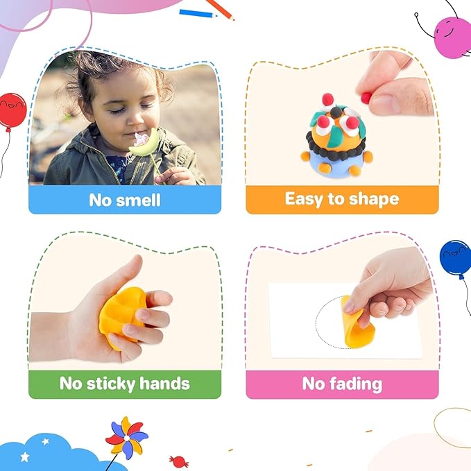 Air Dry Clay 56 Colors, Modeling Clay for Kids, DIY Model Magic Clay, Molding Clay Kit with Sculpting Tools, Non-Sticky Soft and Super Light, Arts and Crafts Gift for Boys Girls Kids.