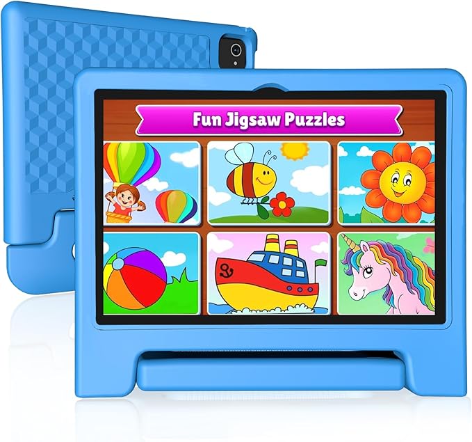 JREN Tablet for Kids｜10 Inch Kids Tablet Android 14｜Octa-core｜64GB｜WiFi ｜Bluetooth｜Parental Control｜Children Content｜Children Toddler Blue