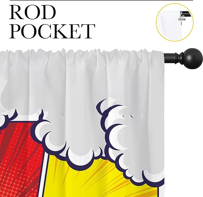 City Rod Pocket Blackout Curtains for Boy Girl Bedroom, Pop Art Style New York Cityscape Thermal Insulated Home Window Drapes for Living Room Darkening, 84x72 inch