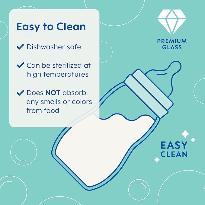 MAM Feel Good Glass Baby Bottle and Pacifier Bundle, Unisex, Slow Flow and Medium Flow, Premium 5oz and 9oz Glass, Easy Switch Between Breast to Bottle, MAM Perfect Night Pacifier 0+ Months, Glows in