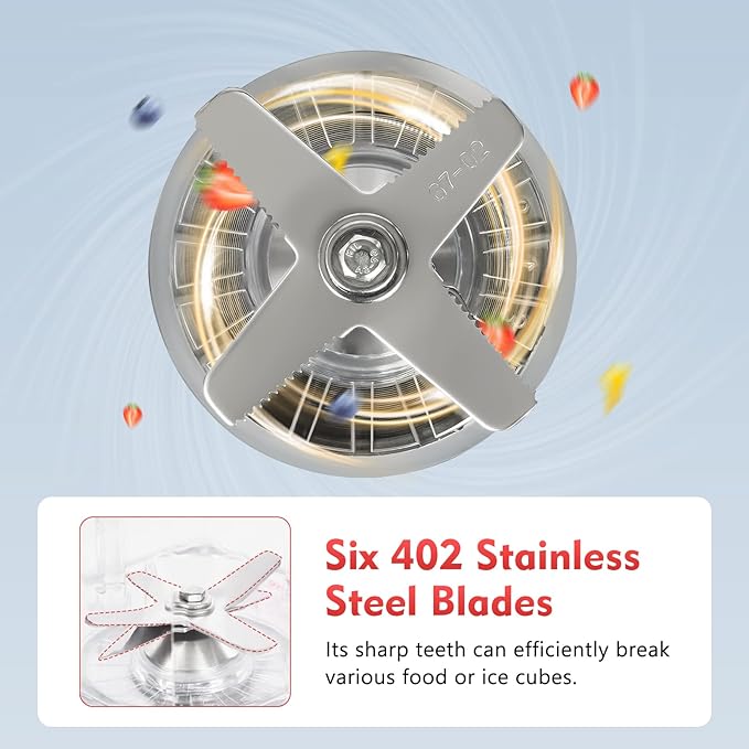 Blender 2L Automatic Smoothie Mixer Baby Food Blender 68oz Fruit Vegetables Juicer 2200W High-Speed Blender Tabletop Soundproof Milkshake Maker (Red)