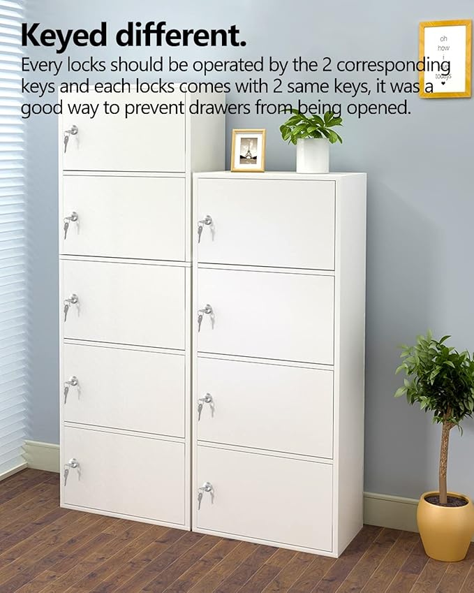 8 Packs Drawer and Cabinet Locks (Keyed Different) Secure Important Files, 1-1/8Inch 30mm Cam Locks with 3 pcs Different Lock Plates for Cabinet Cupboard File Drawer Mailbox Dresser Kitchen