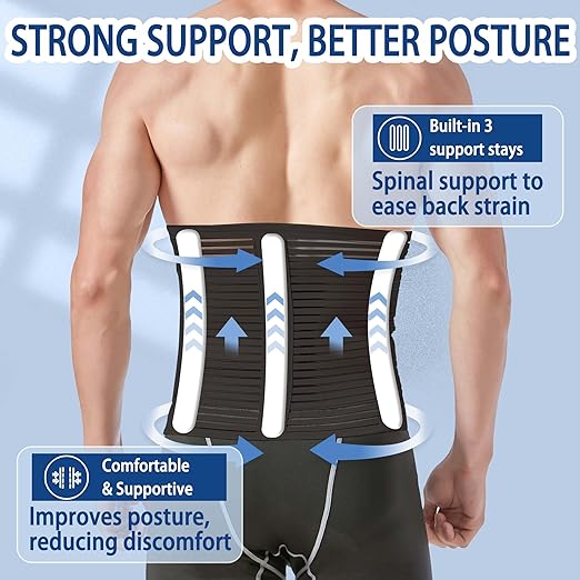 Abdominal Binder for Post Surgery & Postpartum Recovery, Abdomen Hernia Support Belt for Women & Men (Black, Large)
