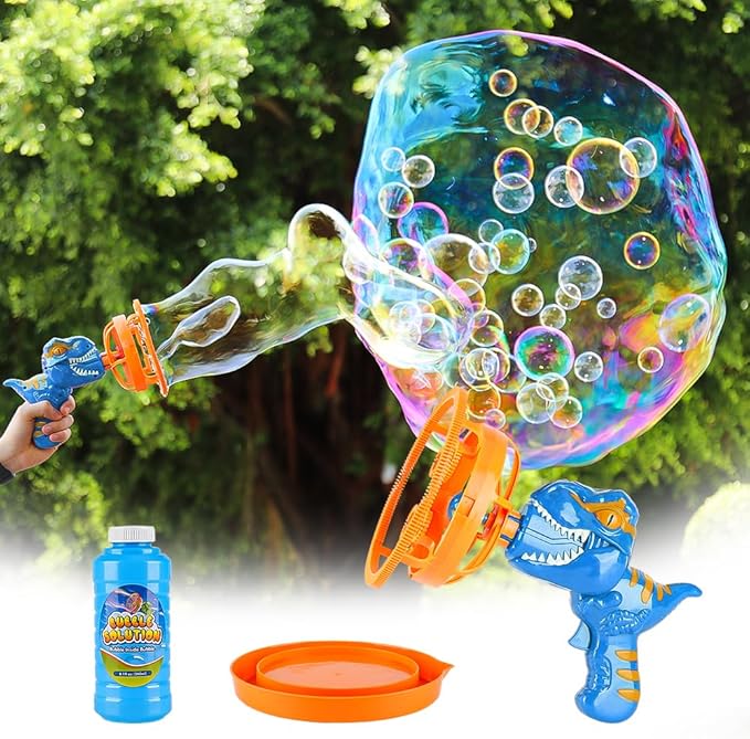 Bubble Machine Gun, Dinosaur Bubble Blower Bubbles Toy for Kids and Toddlers Bubble Maker Christmas Birthday Party Gift for Boys Girls 3 4 5 6 7 8 9(Blue)