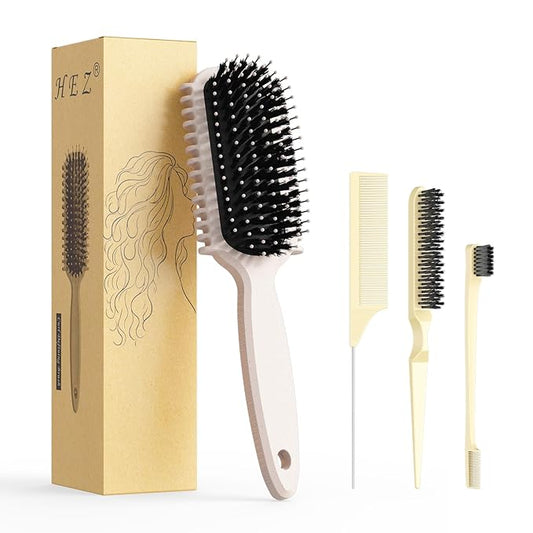 Curl Defining Brush, Curly Hair Brush, Slick Back Hair Brush, For Combing and Shaping Curls in All Hairstyles to Reduce Pulling (Beige)