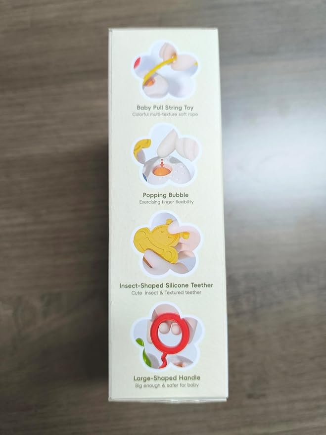 Baby Sensory Chew Toy for 6-12-18 Months, Soft Silicone Pull String Travel Toy for Car Seat & Stroller, Develops Fine Motor Skills & Vision, Early Learning Gift for Newborns and Toddlers Boys Girls