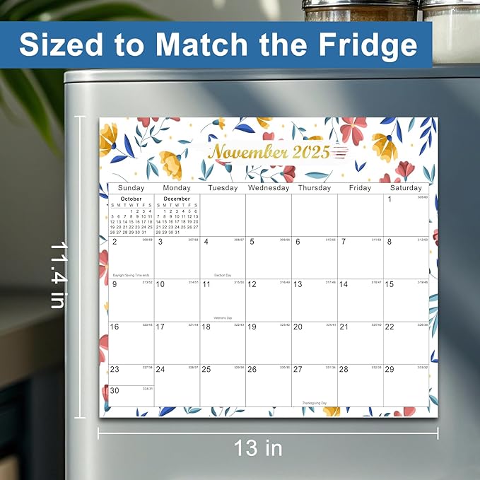 2025-2027 Magnetic Fridge Calendar 21 Monthly Magnetic Calendar for Refrigerator Planner Runs from October 2025 Until June 2027 Easy Organizing Markers Tearable (Flower)