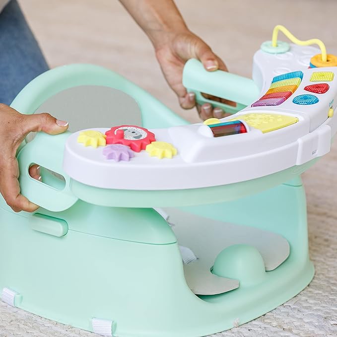 Infantino Music & Lights 3-in-1 Discovery Seat and Booster - Convertible Booster, Infant Activity Seat and Feeding Seat with Electronic Piano for Sensory Exploration, for Babies and Toddlers, Mint