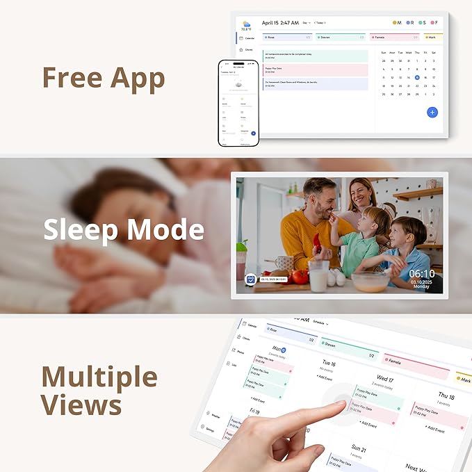 32" Digital Calendar Chore Chart – 1080P Full HD Interactive Touchscreen, Smart Family Planner, Hearth Display Digital Wall & Desk Mountable for Seamless Scheduling
