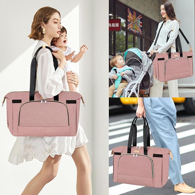 ITIEZY Diaper Bag Tote for Baby - Large Mommy Bag with Portable Changing Pad Pacifier Case, Hospital Bags Travel Baby Bag