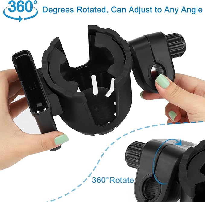 Accmor Stroller Cup Holder with Phone Holder, Universal Cup Holder, Bike Cup Holder, 360° Rotatable Large Caliber Drinks Holder for Stroller, Bike, Wheelchair, Walker