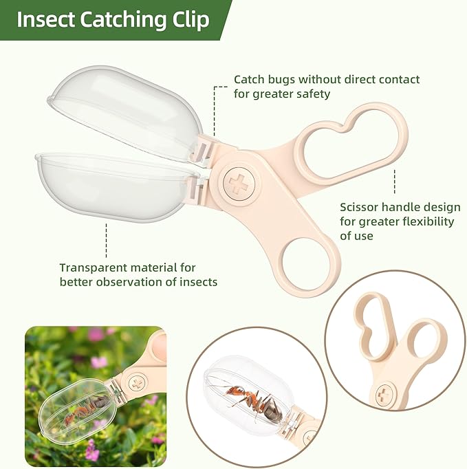 Bug Catcher for Kids Explorer Bug Catching Kit,Magnifying Glass, Tweezers, Whistle & Compass, Learning Guide, Insect Habitat, Outdoor Toys(3 Year +) (Kids Bug Catcher Set)