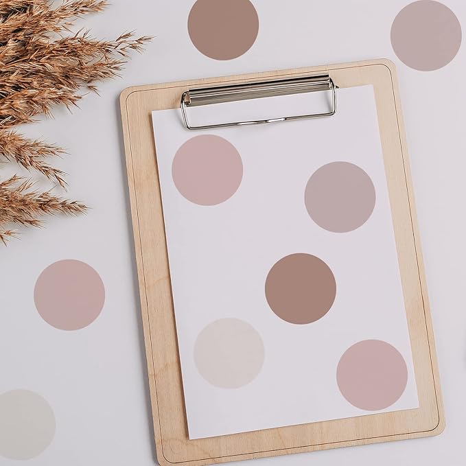 Boho Polka Dot Wall Decals Pink Dots Wall Sticker for Kids Baby Girls Living Room Bedroom Playroom (12 Sheets)