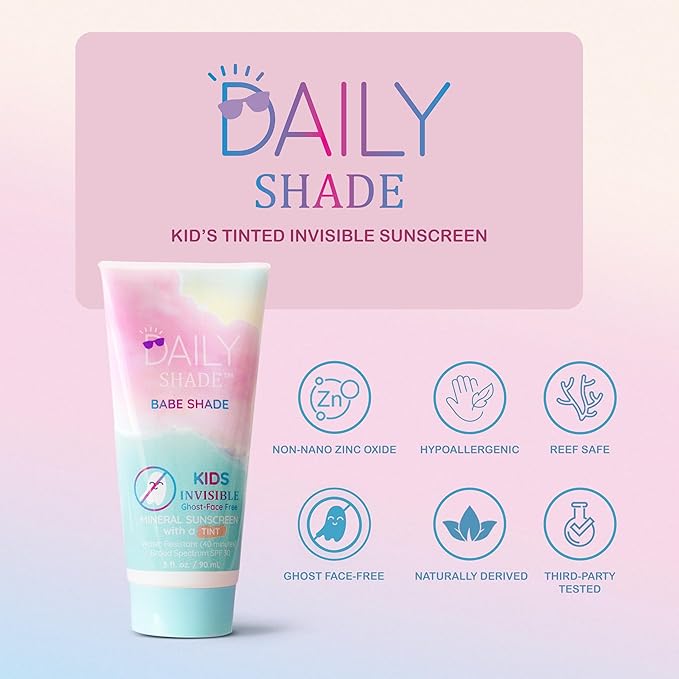 Babe Shade Kids Tinted Mineral Sunscreen for Face with SPF 30 - Non-Nano Zinc, Reef Safe, Travel Size Water Resistant & Hypoallergenic Skin Care Formula for All Types of Skin Tone - Pack 2