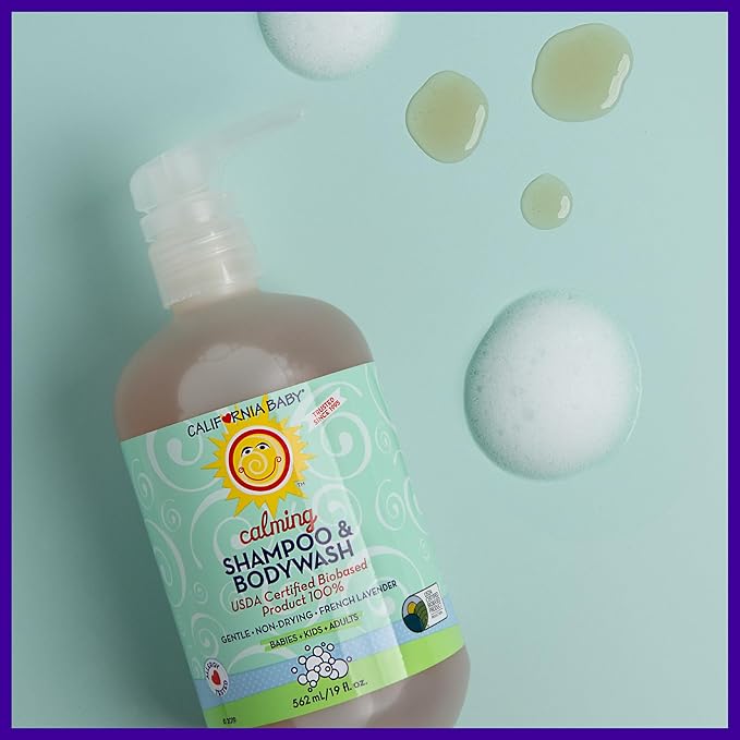 California Baby Calming Baby Shampoo + Baby Wash | 100% Plant-Based | Lavender Body Wash For Sensitive Skin | Hypoallergenic | 562 mL / 19 oz.