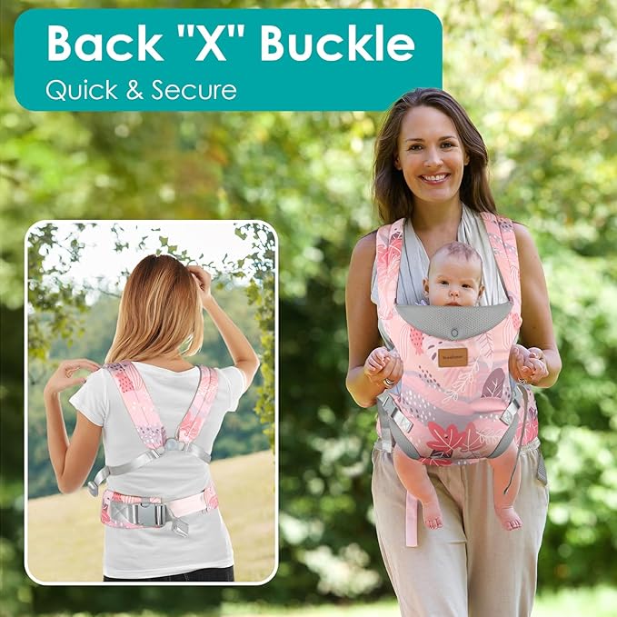 Baby Carrier Newborn to Toddler, Ergonomic Adjustable Toddler Carriers for 7-66 Lbs, Cozy Lightweight Infant Carrier with Neck Support, Baby Holder Carrier with Lumbar Support for Mom Dad