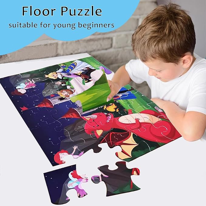 Jumbo Fairy Tales Floor Puzzle for Kids, Large Jigsaw Puzzles 35 Piece for Kids Ages 3-5,Preschool Learning & Education Toys, Gifts for 4-8 Year Old Boys and Girls (Kingdom Story)