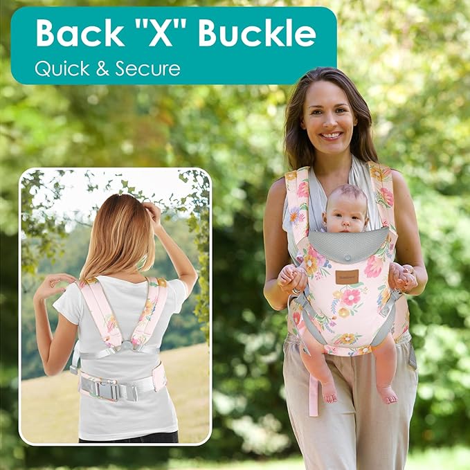 Baby Carrier Newborn to Toddler, Ergonomic Adjustable Toddler Carriers for 7-66 Lbs, Cozy Lightweight Infant Carrier with Neck Support, Baby Holder Carrier with Lumbar Support for Mom Dad