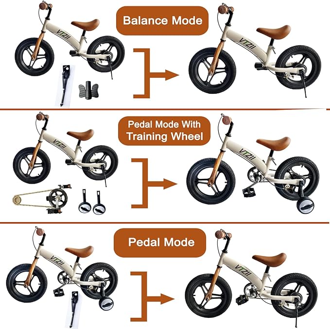 Balance Bike 2 in 1 with Pedals Brake Training Wheels Kickstand Pneumatic tyre,for Kids 2-7 Years Old,Kids Bike 12 14 16 inch