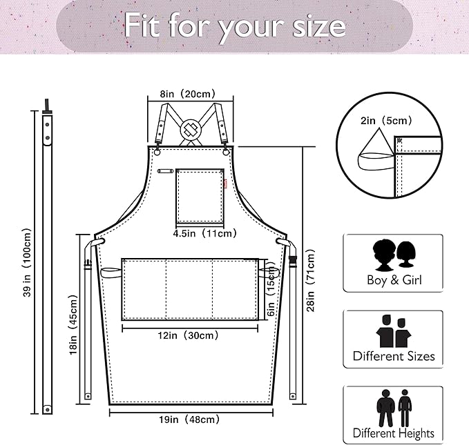 Kids Art Aprons for Painting, Gardening, Cooking, Multiple Pockets, Kids Smock for Boys & Girls, Waterproof (Age6-12)