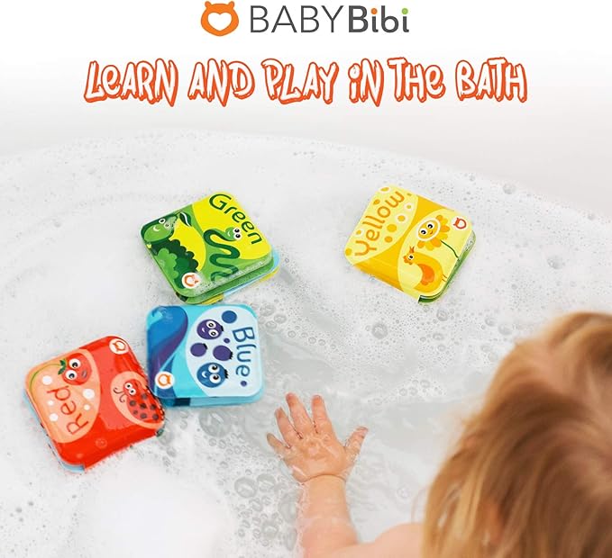 BabyBibi Floating Baby Bath Books for Baby. Kids Learning Bath Toys. Waterproof Bathtime Toys for Toddlers. Kids Educational Infant Bath Toys. (Set of 4: Color Recognition Bath Books)
