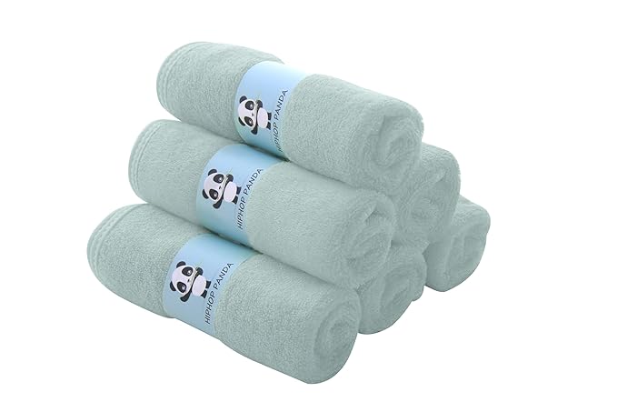 HIPHOP PANDA Baby Washcloths, Rayon Made from Bamboo - 2 Layer Ultra Soft Absorbent Newborn Bath Face Towel - Reusable Baby Wipes for Delicate Skin - Green, 30 Pack
