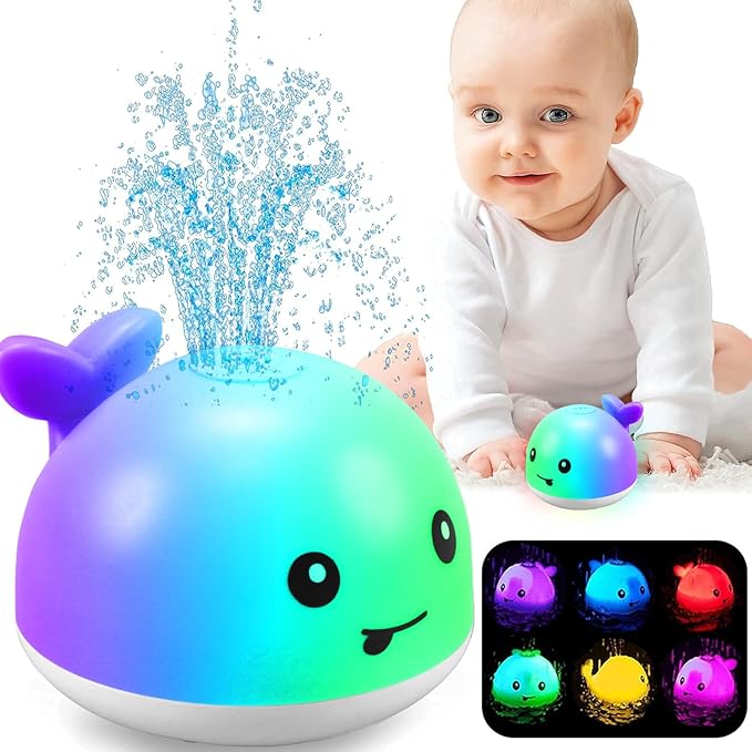 ZHENDUO Baby Bath Toys, Whale Spray Water Bath Toy, Sprinkler Bathtub Shower Toys for Toddlers Kids Boys Girls, Pool Toy for Baby (White)