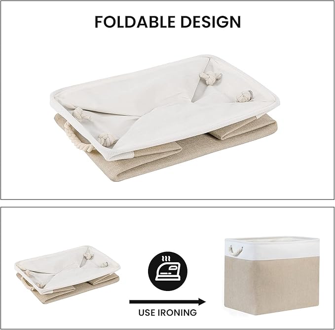 Bidtakay Storage Baskets for Shelves 17x12x15 in Beige Clothes Bins Storage for Closet Set of 2 Large Organization Baskets for Bedroom Blankets Dog Toy Basket Nursery Baby Baskets with Handles