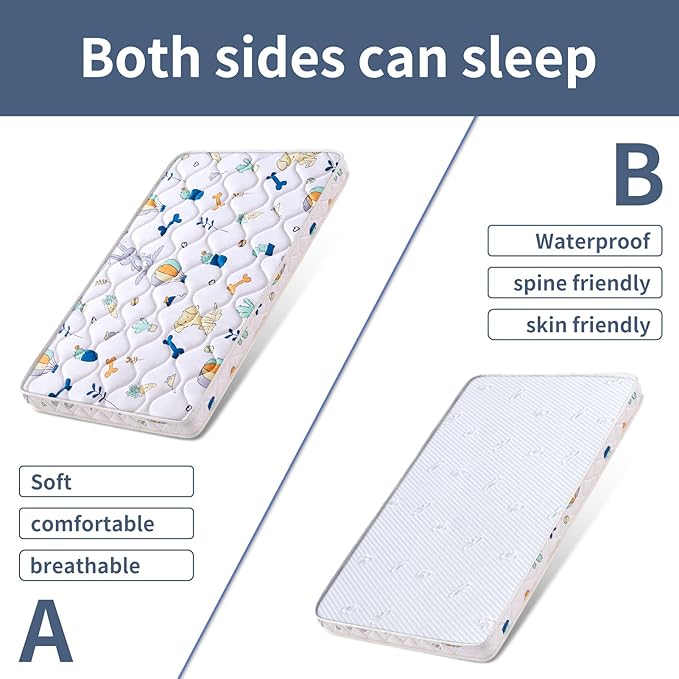 Baby Bassinet Mattress 33x 19 inches- Firm Support and Comfort Premium Foam,Noiseless and Odorless,Hypoallergenic Small Crib Mattress, Fits Moses Basket, Dual Sided with Soft Breathable Fabric