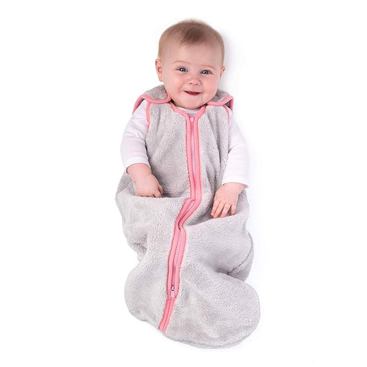baby deedee Sleep Nest Teddy Baby Sleeping Bag, Gray Bubble Gum, Medium (6-18 Month)