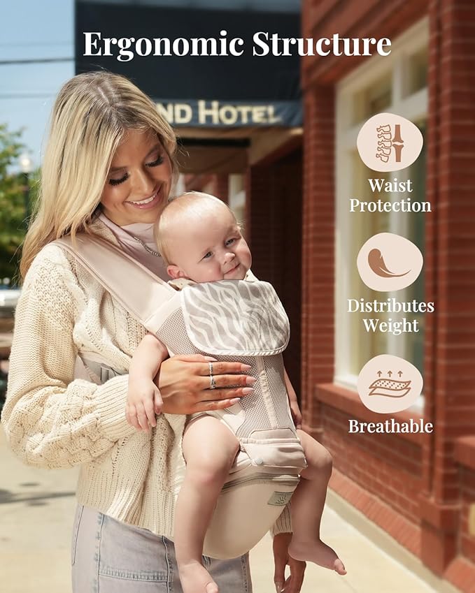Baby Carrier Pro, MOMTORY Safety-Certified 6-in-1 Ultra Storage Baby Carrier Newborn to Toddler, Detachable Baby Holder Carrier with Hip Seat, Ergonomic Cozy Baby Body Carrier for 7-50lbs, Khaki